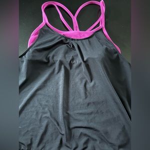 Black and pink built in bra athleta tank top
